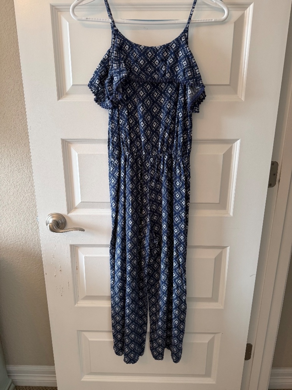 Cherokee Navy Blue Patterned Girls' One-Piece Jumpsuit